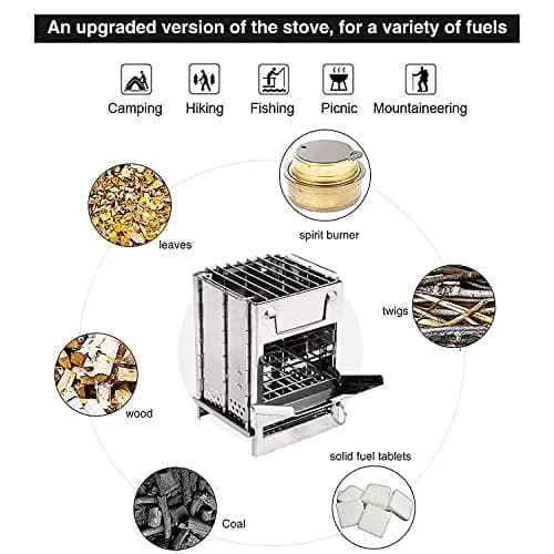REDCAMP Wood Burning Folding Camp Stove Stainless Steel Grill Small | Lightweight & Portable for Hiking Outdoor Tent Camping Picnic BBQ thumbnail 3
