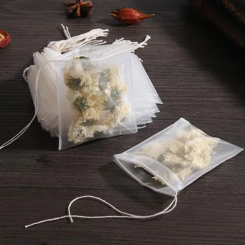 Insiswiner 50 Pcs Tea Filter Bags Disposable Mesh Small Drawstring | Fully Brew & Easy Sealing