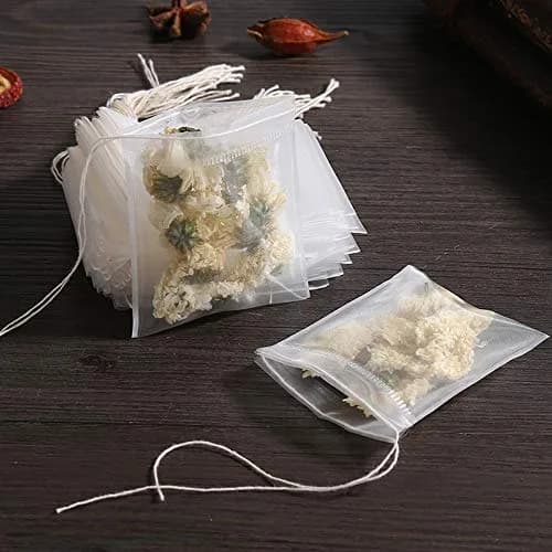 Insiswiner 50 Pcs Tea Filter Bags Disposable Mesh Small Drawstring | Fully Brew & Easy Sealing thumbnail 1