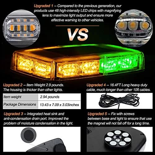ASPL 48LED Roof Top Strobe Lights with Magnetic Base | Waterproof Emergency Warning Light for Vehicles thumbnail 2