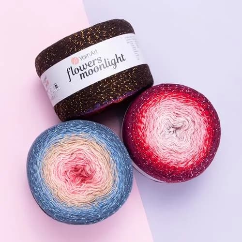 YarnArt Flowers Moonlight Gradient Cotton Acrylic Yarn 250g | Shiny Multicolor with Metallic Lurex thumbnail 3
