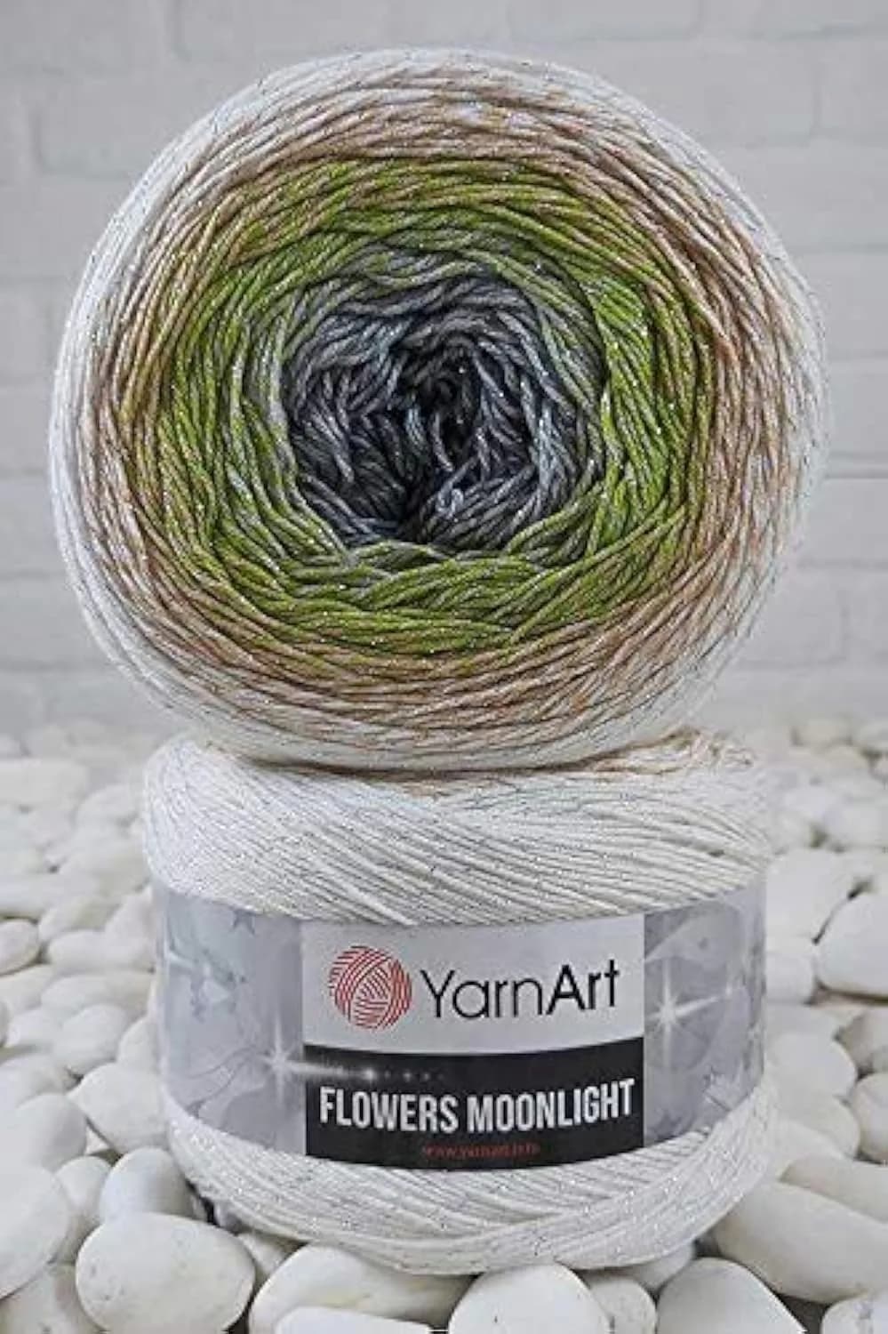 YarnArt Flowers Moonlight Gradient Cotton Acrylic Yarn with Metallic Lurex, 250g (9.17oz) – 1000m Cake Yarn for Crochet & Knitting — 3270
