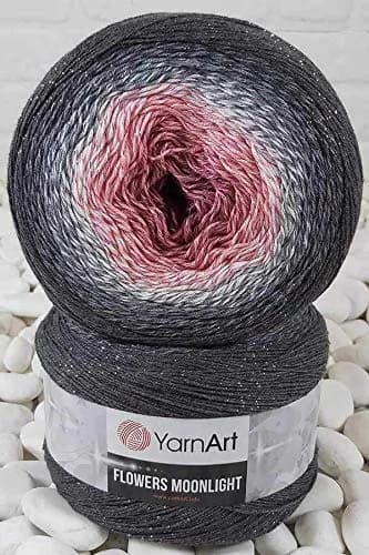 YarnArt Flowers Moonlight Gradient Cotton Acrylic Yarn with Metallic Lurex, 250g (8.82 oz) | 1000m (1094 yds) Shiny Multicolor Cake Yarn for Crochet & Knitting - main product image