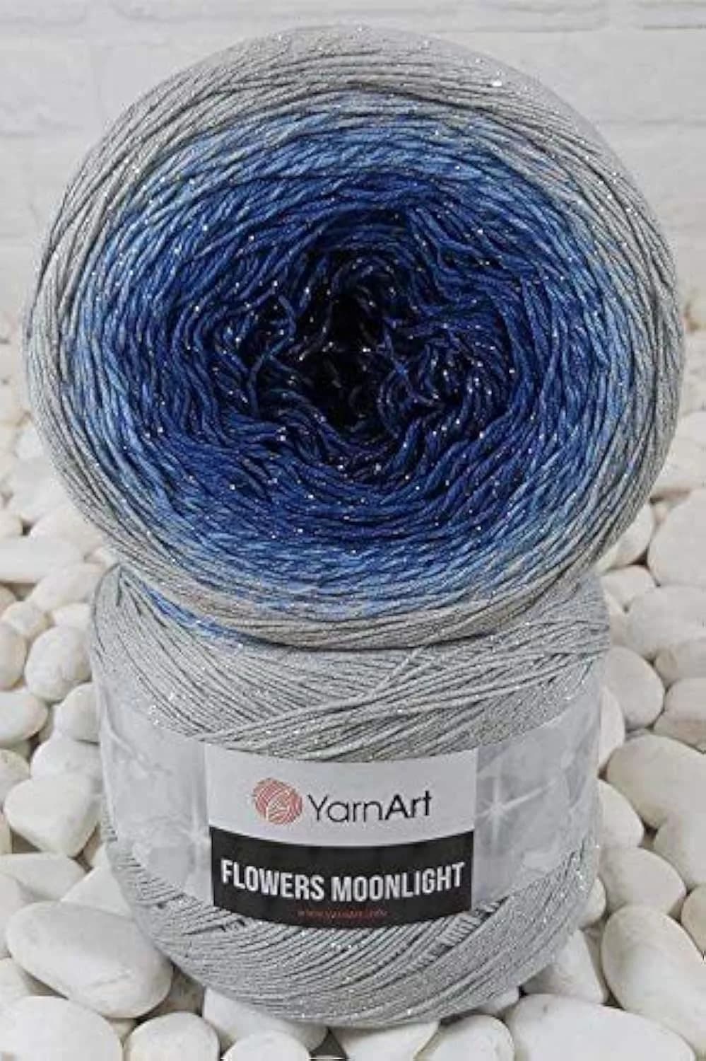 YarnArt Flowers Moonlight Gradient Cotton Acrylic Yarn with Metallic Lurex, 250g (9.17oz) – 1000m Cake Yarn for Crochet & Knitting — 3271