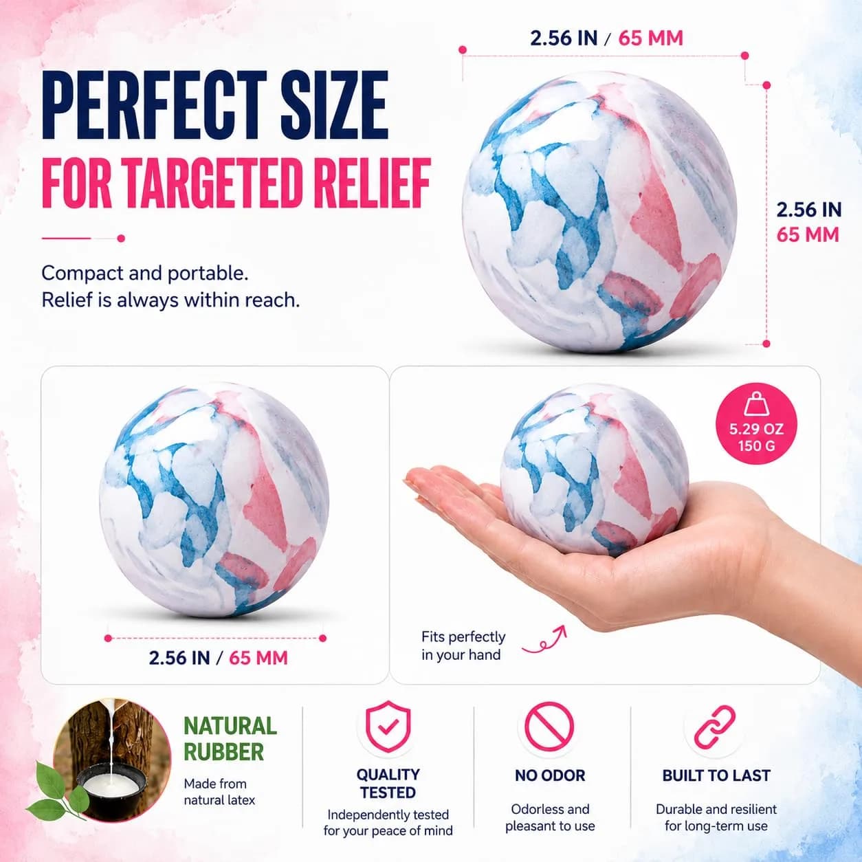 FITZELAR 2-Pack Massage Lacrosse Balls 6.3 cm (2.5 inch) | Myofascial Release & Deep Tissue - view 6