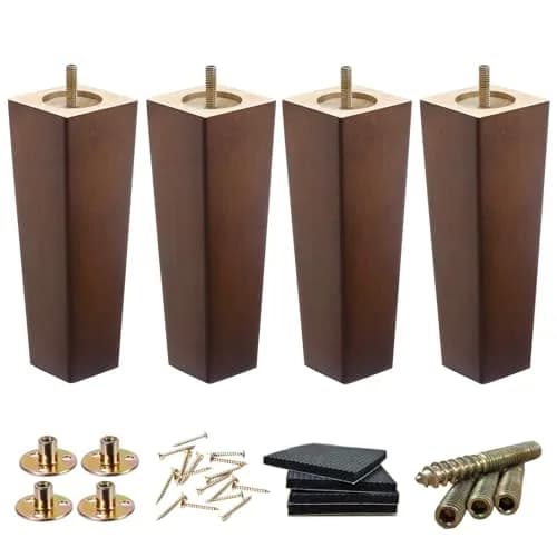 SHANJUE 8 Inch Wood Couch Legs 1500lbs Heavy Duty Square Furniture Feet | Supports Heavy Furniture & Robot Vacuum Clearance thumbnail 1