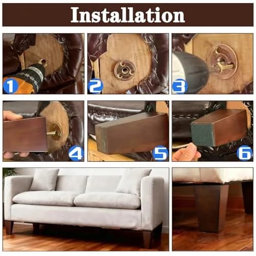 SHANJUE 8 Inch Wood Couch Legs 1500lbs Heavy Duty Square Furniture Feet | Supports Heavy Furniture & Robot Vacuum Clearance thumbnail 8