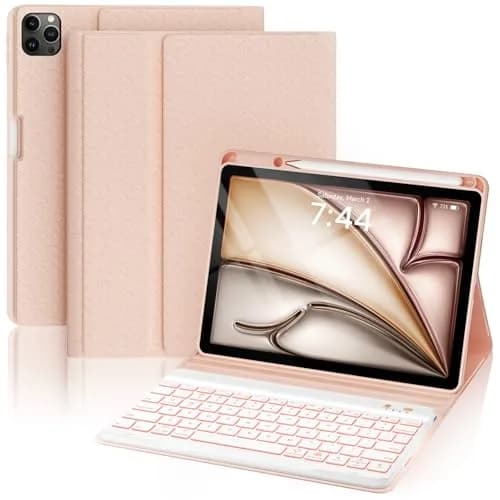 OYEEICE Keyboard Case for iPad Air 5th/4th Pro 11 inch 2020-2022, 7-Color Backlit Detachable Wireless Keyboard Case with Pencil Holder, Stand Folio Cover for iPad Pro 11" 1st-4th Gen & Air 4th/5th Gen thumbnail 1
