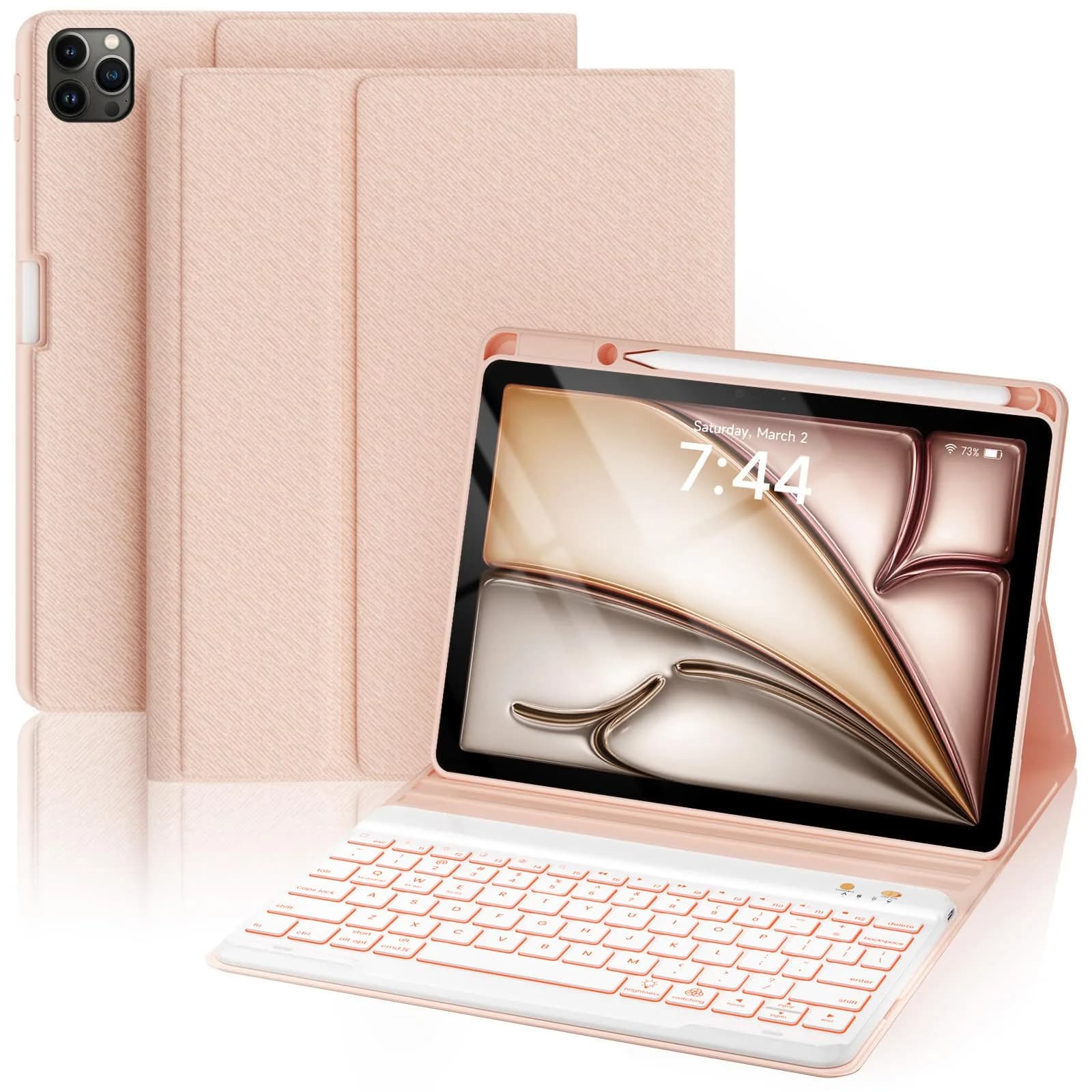 OYEEICE Keyboard Case for iPad Air 5th/4th Pro 11 inch 2020-2022, 7-Color Backlit Detachable Wireless Keyboard Case with Pencil Holder, Stand Folio Cover for iPad Pro 11" 1st-4th Gen & Air 4th/5th Gen - main product image
