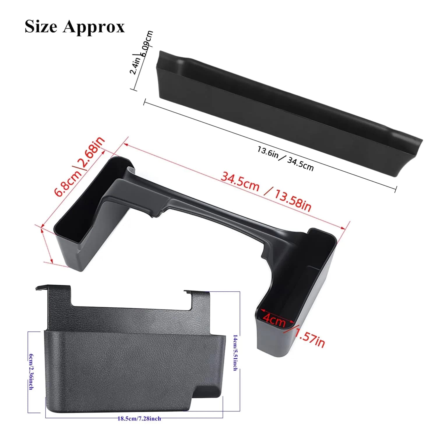 YOCTM Interior Organizer 3-Pack for Jeep Wrangler JL JT Gladiator 2024-2026 | Passenger Grab Tray, Shifter Side Tray, Armrest Storage Box - view 7
