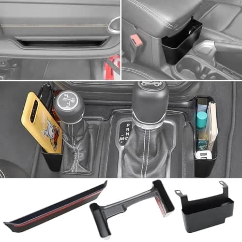 YOCTM Interior Organizer 3-Pack for Jeep Wrangler JL JT Gladiator 2024-2026 | Passenger Grab Tray, Shifter Side Tray, Armrest Storage Box thumbnail 2