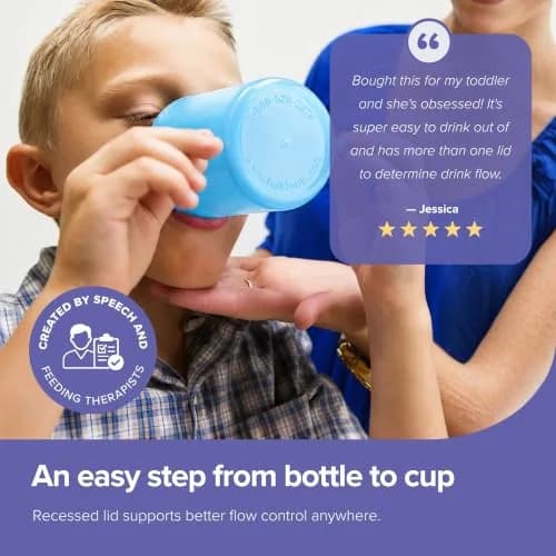 TalkTools Recessed Lid Cup with Handles, 177ml (6 fl oz) Light Blue | Promotes Oral Motor Skills & Lip Closure thumbnail 5