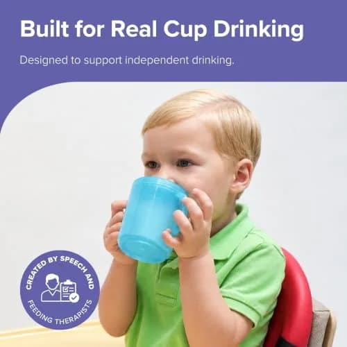TalkTools Recessed Lid Cup with Handles, 177ml (6 fl oz) Light Blue | Promotes Oral Motor Skills & Lip Closure thumbnail 2