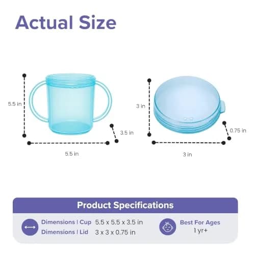 TalkTools Recessed Lid Cup with Handles, 177ml (6 fl oz) Light Blue | Promotes Oral Motor Skills & Lip Closure thumbnail 4
