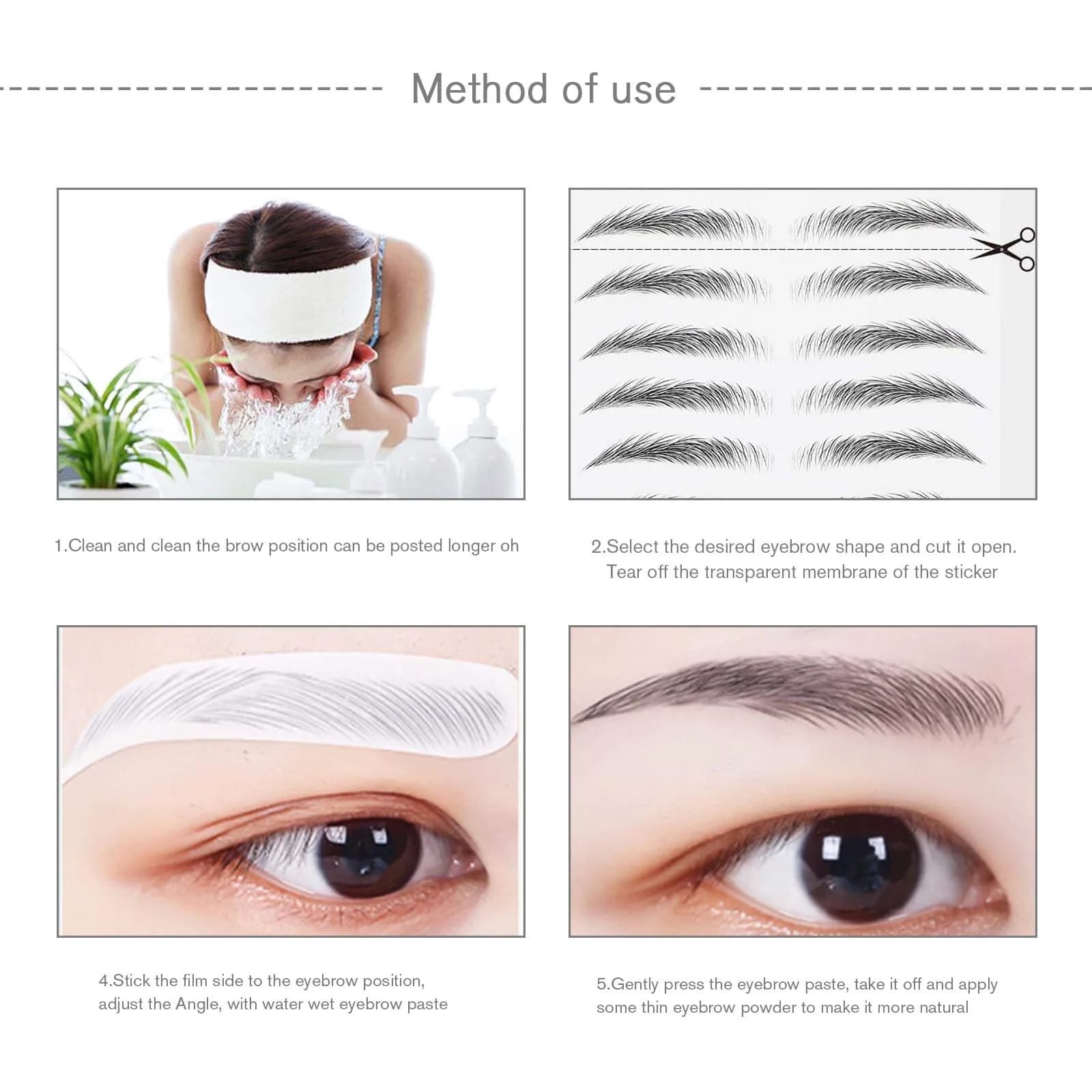 Micro Traders Natural Eyebrow Color Stickers 10 Sheets (100 Pairs) | Hair-Like Waterproof Transfers for Women & Men - view 5