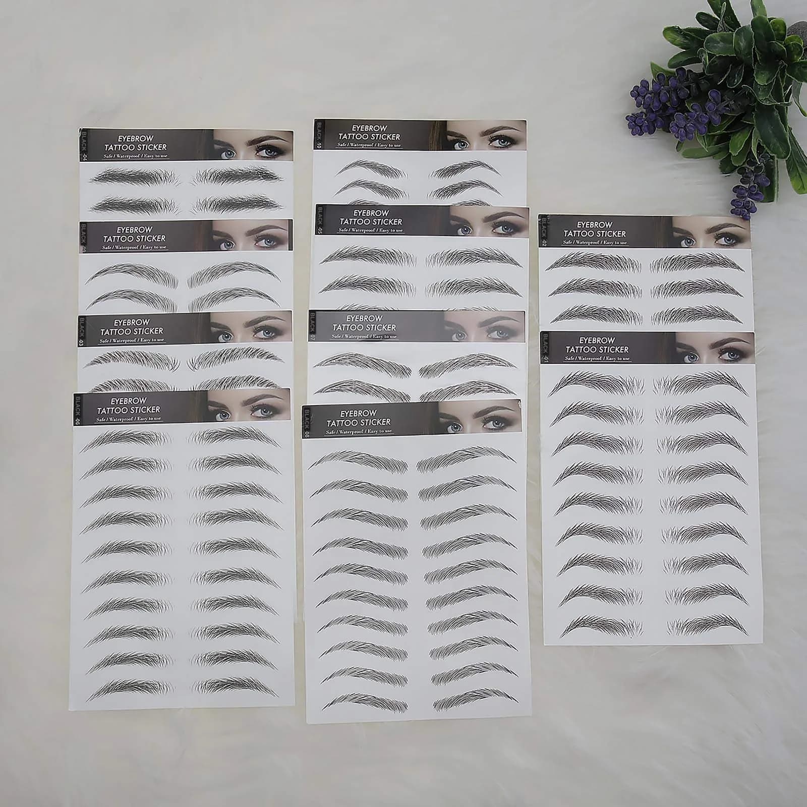 Micro Traders Natural Eyebrow Color Stickers 10 Sheets (100 Pairs) | Hair-Like Waterproof Transfers for Women & Men - view 9
