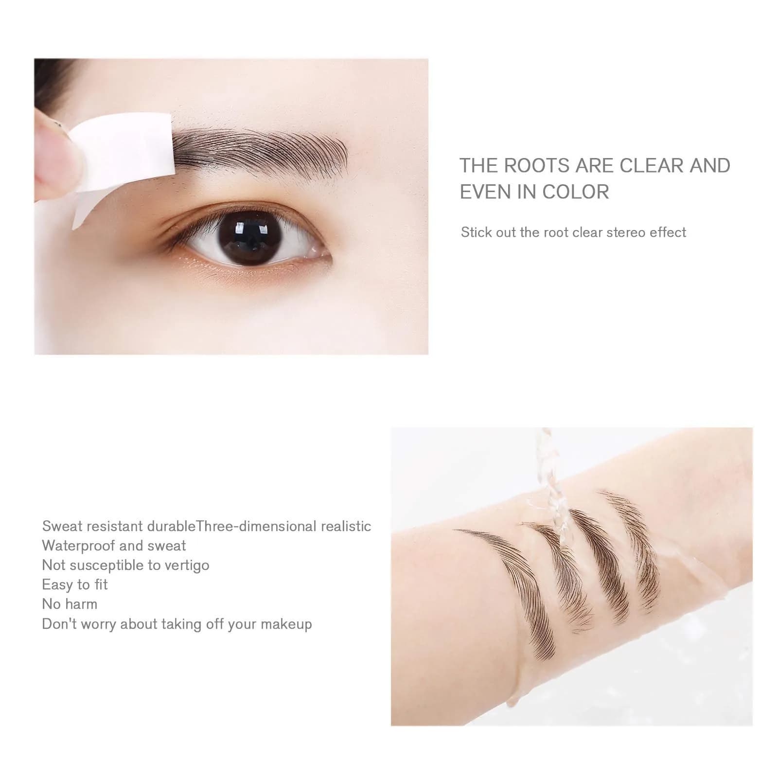 Micro Traders Natural Eyebrow Color Stickers 10 Sheets (100 Pairs) | Hair-Like Waterproof Transfers for Women & Men - view 3