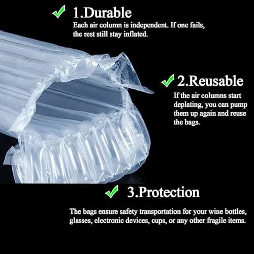 AKLVBL Wine Bottle Protector Bags 10 Pack Bubble Cushion Wrap | Protects Glass Bottles During Travel & Shipping thumbnail 5