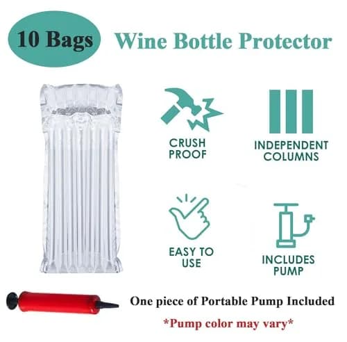 AKLVBL Wine Bottle Protector Bags 10 Pack Bubble Cushion Wrap | Protects Glass Bottles During Travel & Shipping thumbnail 3