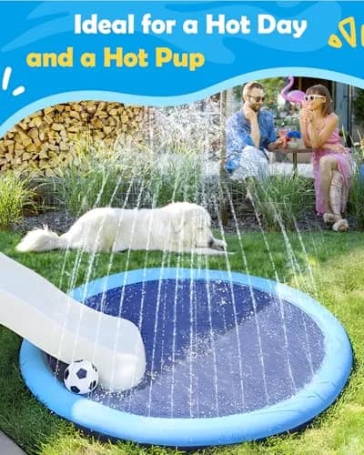 Peteast Dog Pool, Anti-Slip Splash Pad for Dogs, 59 in | Summer Hydration & Fun thumbnail 7