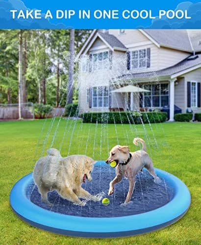 Peteast Dog Pool, Anti-Slip Splash Pad for Dogs, 59 in | Summer Hydration & Fun thumbnail 2