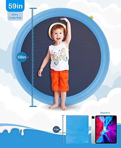 Peteast Dog Pool, Anti-Slip Splash Pad for Dogs, 59 in | Summer Hydration & Fun thumbnail 3