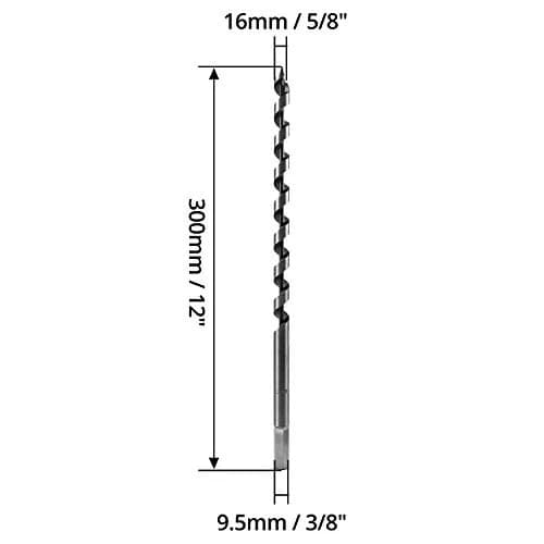 QWORK 5/8 Inch Auger Drill Bit for Wood, 12 Inch Length, 3/8-Inch Hex Shank | Precision Drilling for Soft & Hardwood thumbnail 6