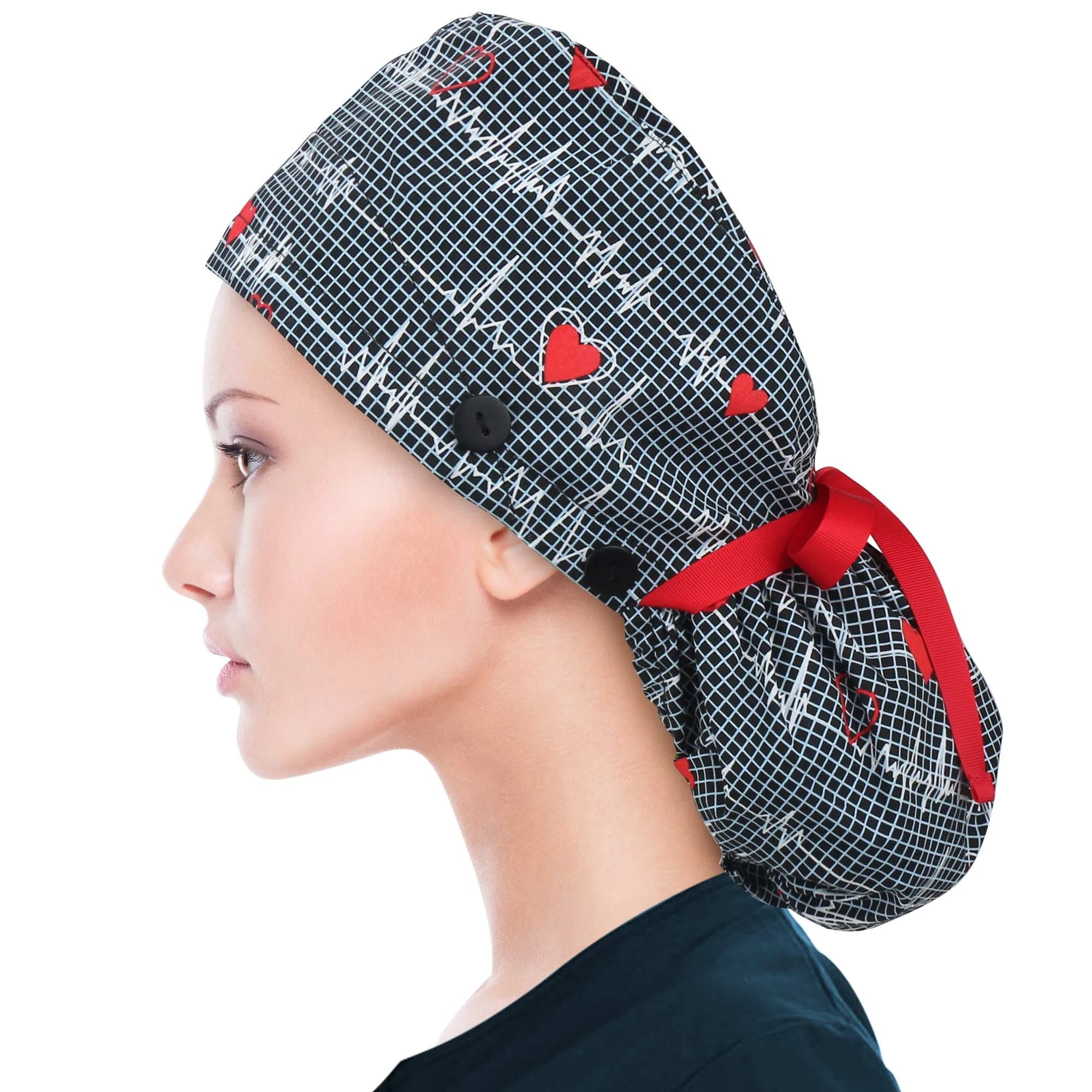 ABAMERICA Surgical Nurse Cap for Women | Breathable, Satin-Lined Ponytail Holder (Size Adjustable)