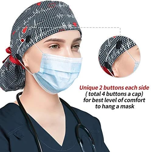 ABAMERICA Surgical Nurse Cap for Women | Breathable, Satin-Lined Ponytail Holder (Size Adjustable) thumbnail 2