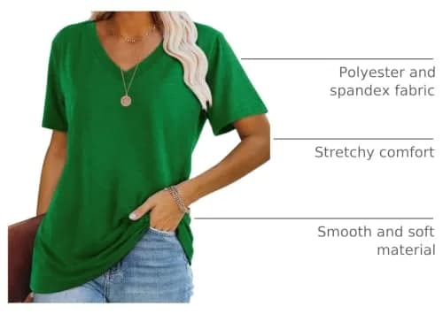 WIHOLL Green V Neck Loose Fit Summer Top for Women | Casual Blouse for Beach & Vacation (70-120 chars) thumbnail 4