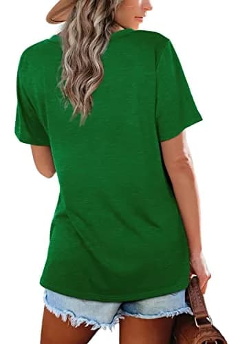 WIHOLL Green V Neck Loose Fit Summer Top for Women | Casual Blouse for Beach & Vacation (70-120 chars) thumbnail 5
