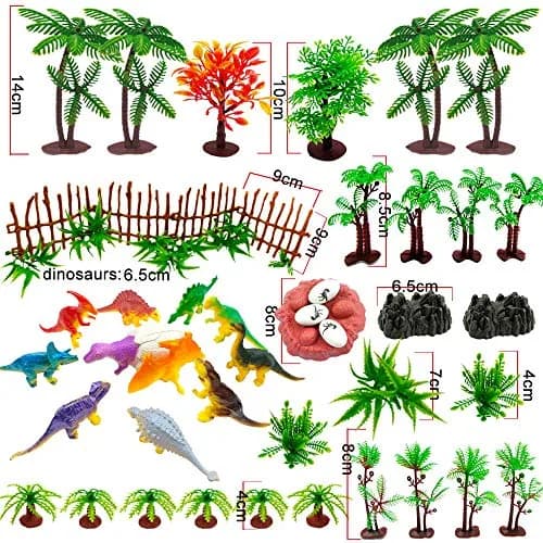 MOMOONNON 56PCS Dinosaur Cake Toppers with Model Trees | Fun & Educational Birthday Decor in India thumbnail 2