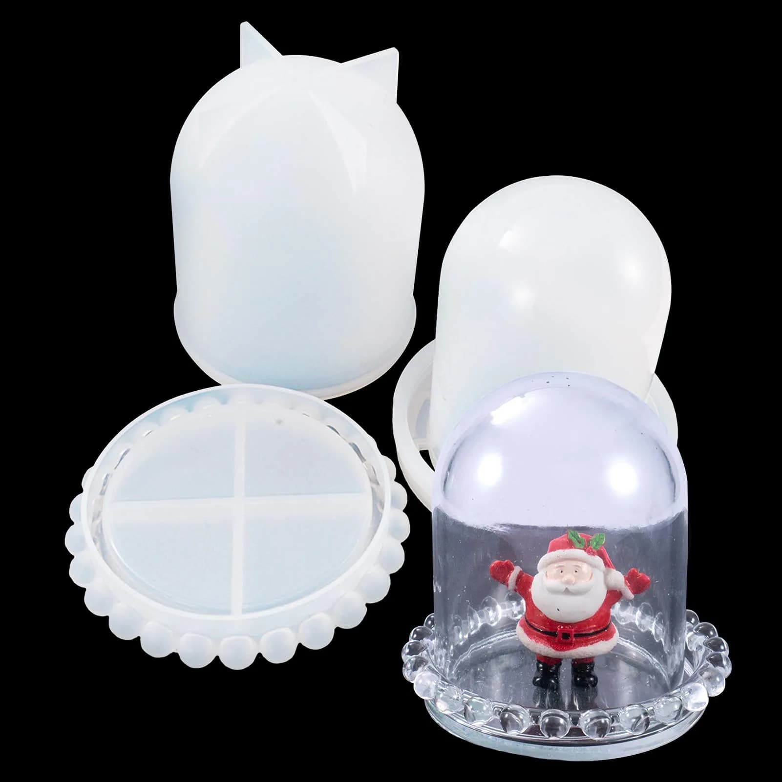 Wehous Cloche Bell Jar Display Dome Resin Mold with Base Dice Cup | Elegant Jewelry & Craft Showcase (120 chars) — 1 Set Display Dome