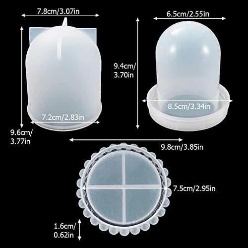 Wehous Cloche Bell Jar Display Dome Resin Mold with Base Dice Cup | Elegant Jewelry & Craft Showcase (120 chars) thumbnail 4