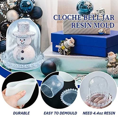 Wehous Cloche Bell Jar Display Dome Resin Mold with Base Dice Cup | Elegant Jewelry & Craft Showcase (120 chars) thumbnail 3