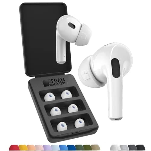 AutoLine Pro FoamMasters Memory Foam Ear Tips for AirPods Pro 1&2 White, S/M/L | Ergonomic Fit & Noise Isolation thumbnail 1