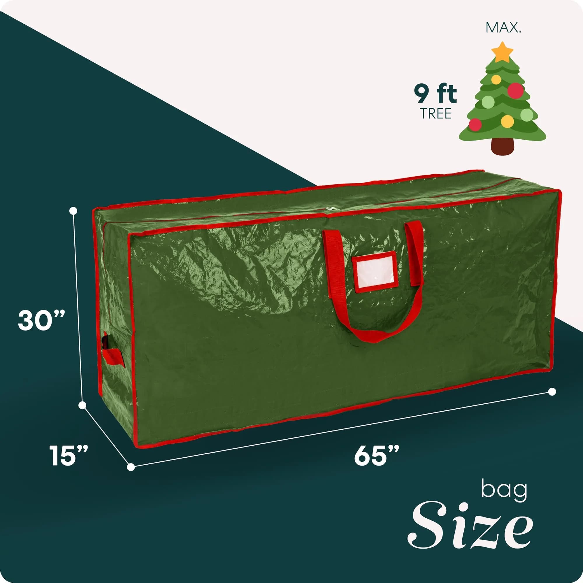 Handy Laundry Christmas Tree Storage Bag for 9 Foot Artificial Trees | Durable Waterproof Green Bag with Handles - view 3