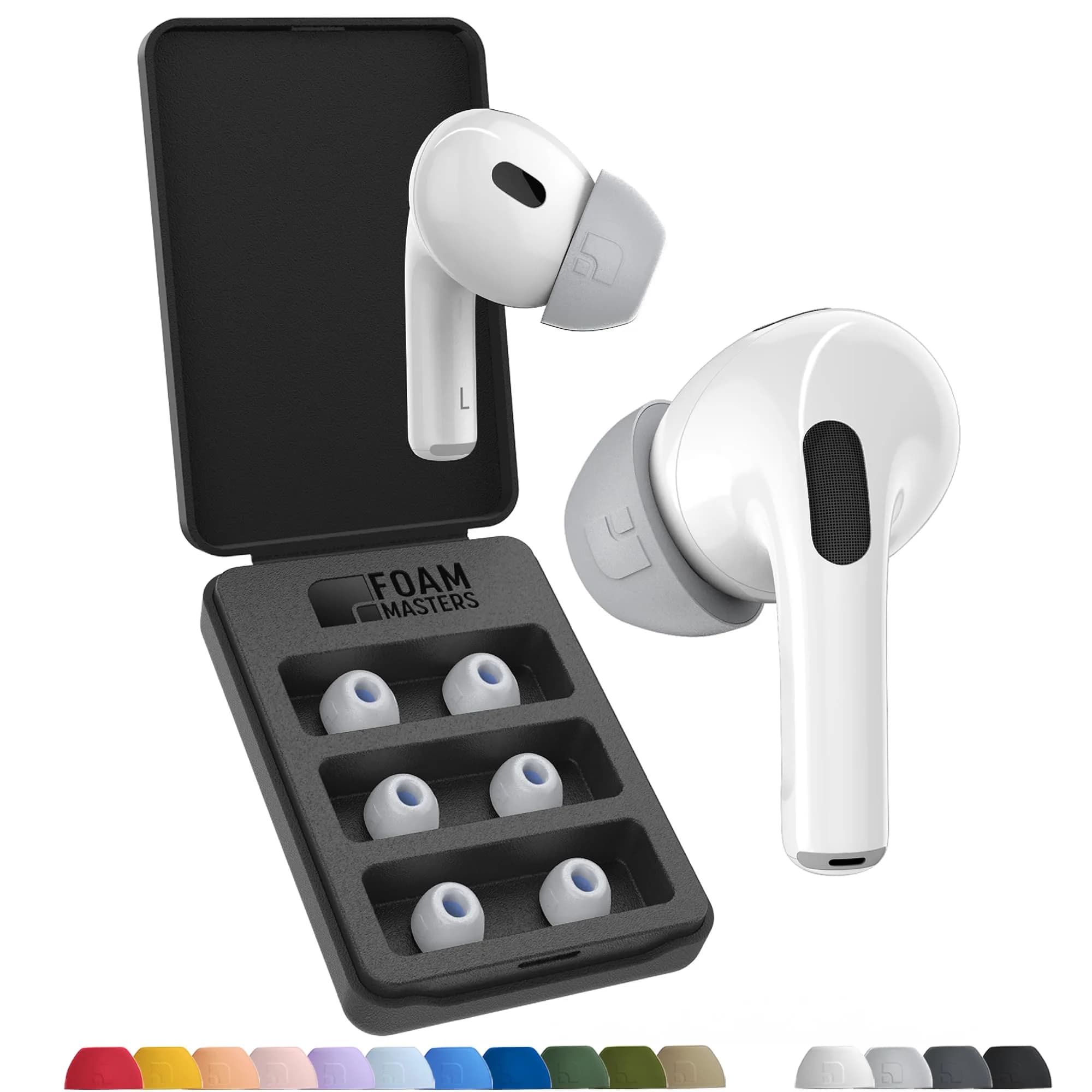 AutoLine Pro FoamMasters Premium Memory Foam Ear Tips for AirPods Pro 1&2 Gray, S/M/L | Ergonomic Fit & Noise Isolation