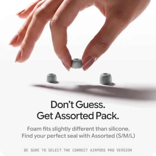 AutoLine Pro FoamMasters Premium Memory Foam Ear Tips for AirPods Pro 1&2 Gray, S/M/L | Ergonomic Fit & Noise Isolation thumbnail 8