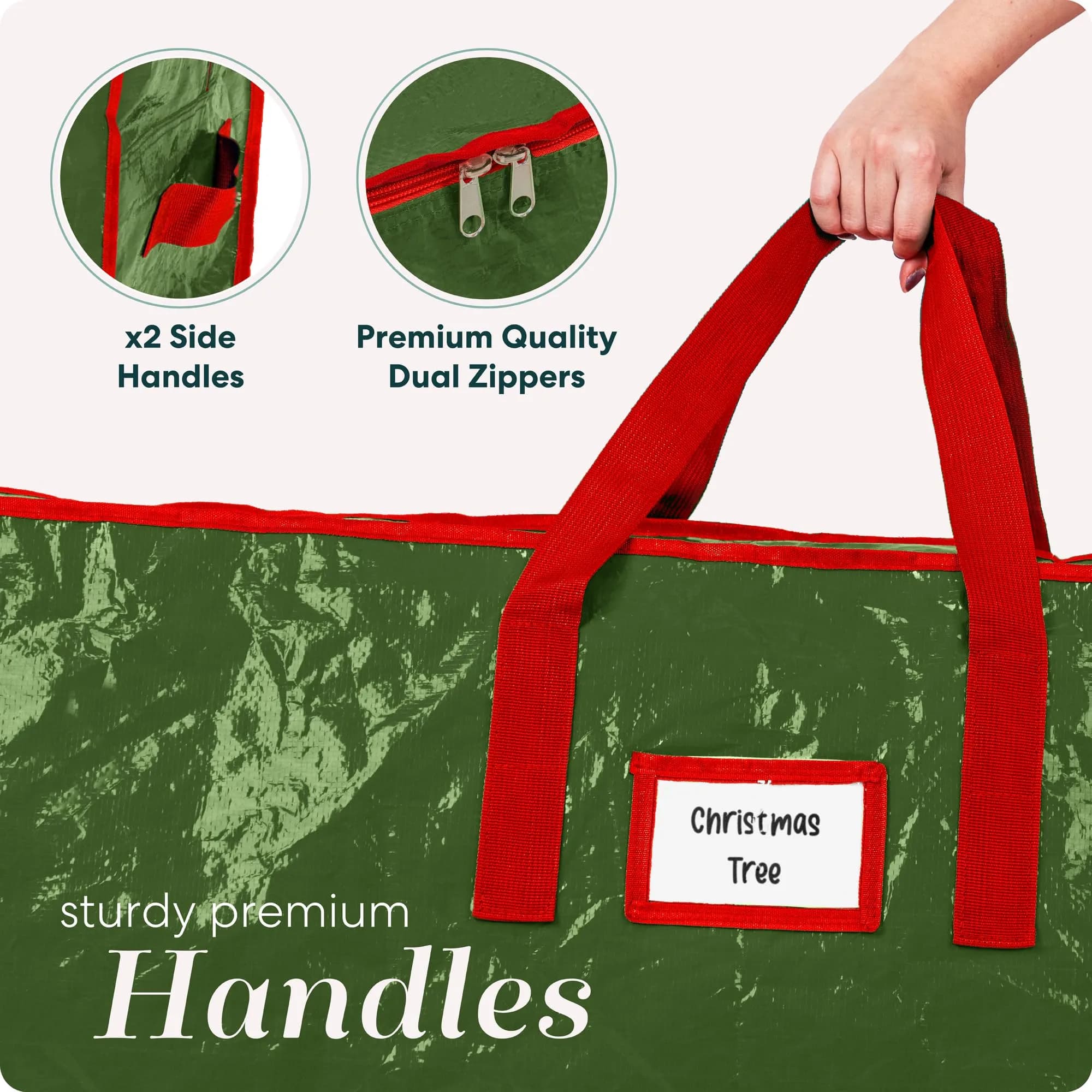 Handy Laundry Christmas Tree Storage Bag for 7.5 ft Trees | Durable Waterproof Material, Zippered, Carry Handles, Protects Against Dust, Insects & Moisture (Green) - view 5
