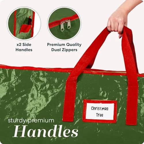 Handy Laundry Christmas Tree Storage Bag for 7.5 ft Trees | Durable Waterproof Material, Zippered, Carry Handles, Protects Against Dust, Insects & Moisture (Green) thumbnail 5