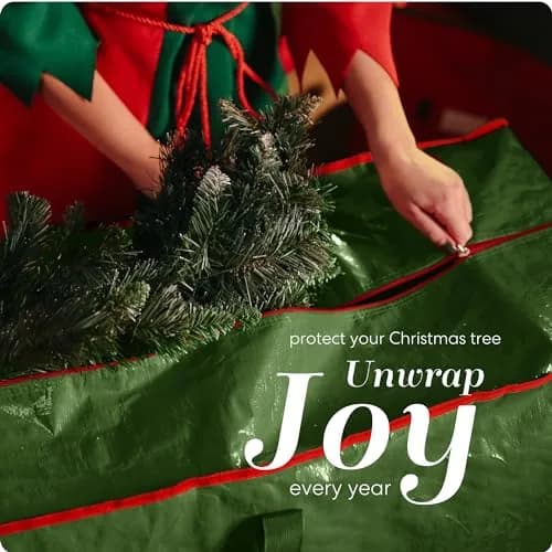 Handy Laundry Christmas Tree Storage Bag for 7.5 ft Trees | Durable Waterproof Material, Zippered, Carry Handles, Protects Against Dust, Insects & Moisture (Green) thumbnail 2