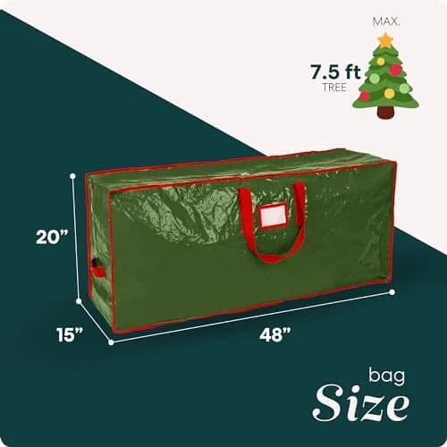Handy Laundry Christmas Tree Storage Bag for 7.5 ft Trees | Durable Waterproof Material, Zippered, Carry Handles, Protects Against Dust, Insects & Moisture (Green) thumbnail 3