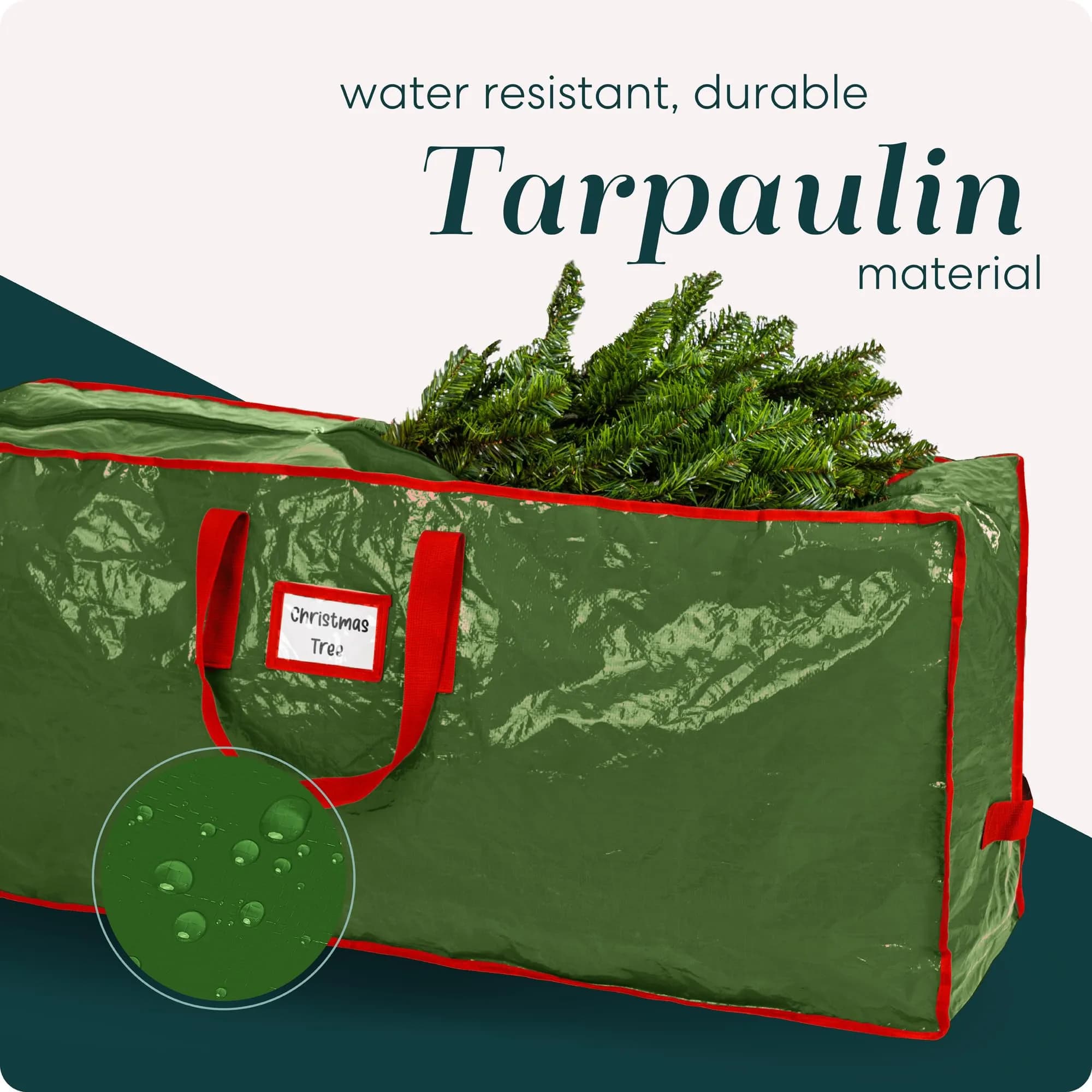 Handy Laundry Christmas Tree Storage Bag for 7.5 ft Trees | Durable Waterproof Material, Zippered, Carry Handles, Protects Against Dust, Insects & Moisture (Green) - view 4