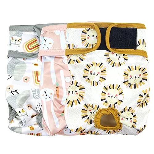 Langsprit Washable Female Dog Diapers (3 Pack) - Highly Absorbent, Adjustable, Leak-Free, Machine Washable, Small Medium Large, Doggie Reusable Diapers thumbnail 1