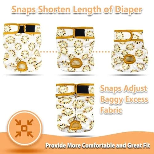 Langsprit Washable Female Dog Diapers (3 Pack) - Highly Absorbent, Adjustable, Leak-Free, Machine Washable, Small Medium Large, Doggie Reusable Diapers thumbnail 4