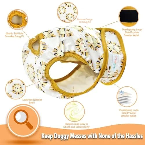 Langsprit Washable Female Dog Diapers (3 Pack) - Highly Absorbent, Adjustable, Leak-Free, Machine Washable, Small Medium Large, Doggie Reusable Diapers thumbnail 3