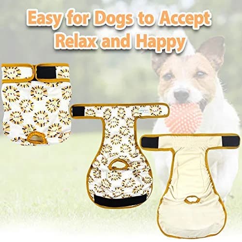 Langsprit Washable Female Dog Diapers 3 Pack | Highly Absorbent & Adjustable for Large Dogs thumbnail 5