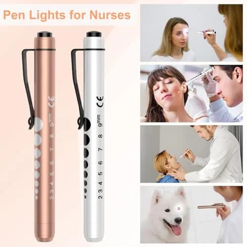 RISEMART LED Pen Lights for Nurses, 2-Pack White Light 12.8cm (5.03in) | Medical Penlight with Pupil Gauge & Ruler thumbnail 4