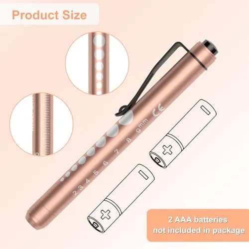 RISEMART LED Pen Lights for Nurses, 2-Pack White Light 12.8cm (5.03in) | Medical Penlight with Pupil Gauge & Ruler thumbnail 2